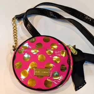 Betsey Johnson Pink Gold Polka Dot Mini Bag